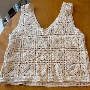 Dalia Collection Beige Crochet Tank Top